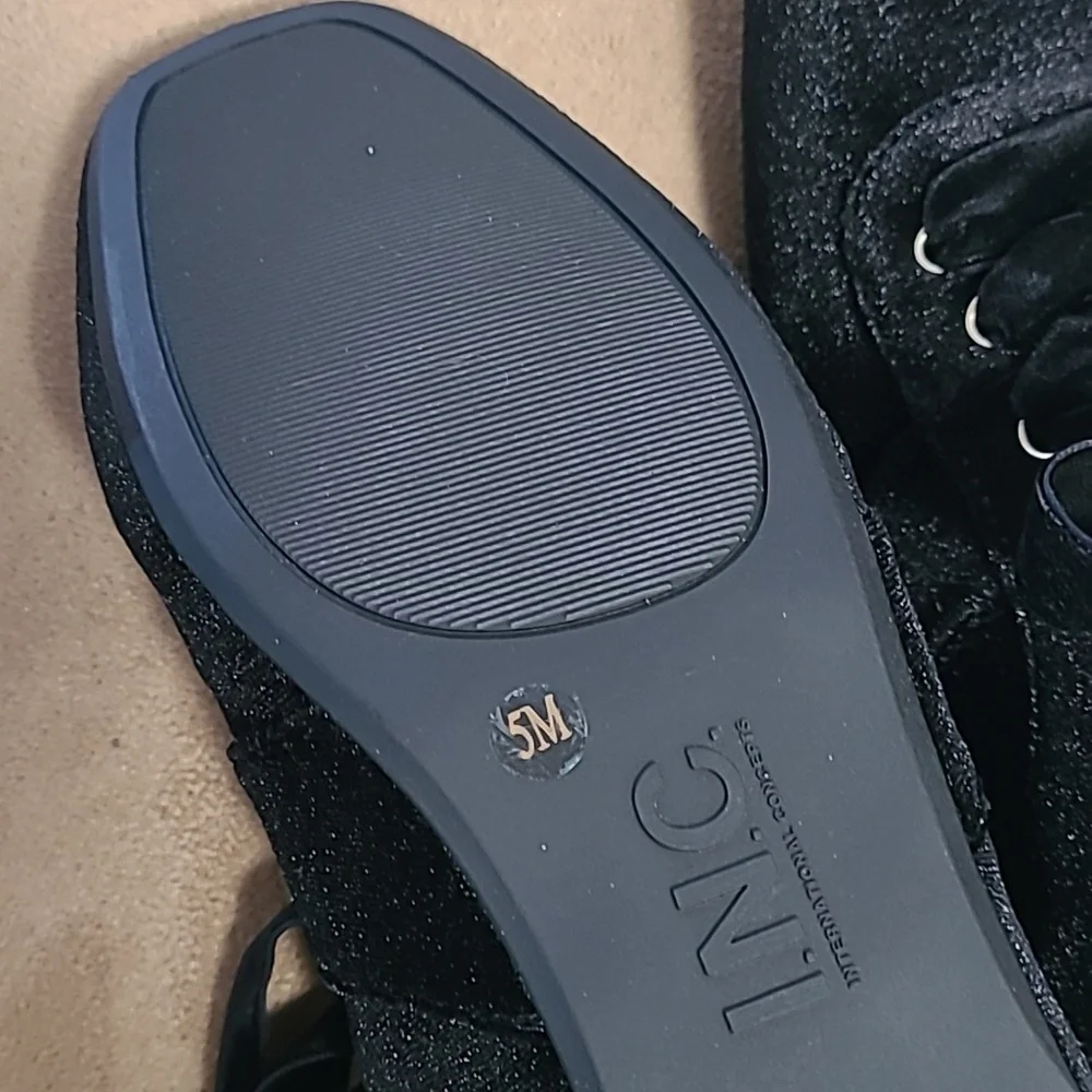 INC International Concepts Black Velvet Flats - Picture 7 of 9